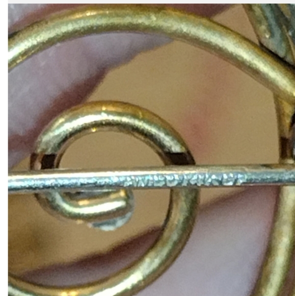 Vintage Petite Gemstone Scarab 14K GF Circle Brooch - Picture 4 of 5